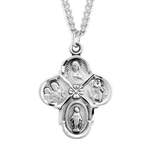 Quatrefoil Four-Way Medal Necklace, Sterling Silver