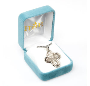 Quatrefoil Four-Way Medal Necklace, Sterling Silver
