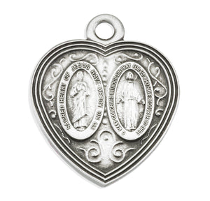 Miraculous Scapular Medal Necklace, Sterling Silver