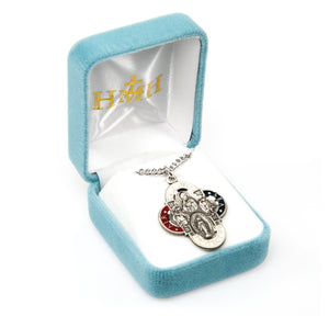 Land-Sea-Air Enameled Four-Way Medal Necklace, Sterling Silver
