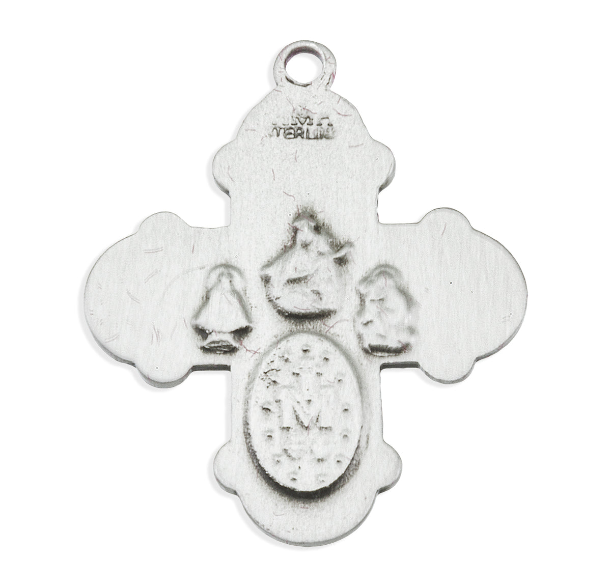 Budded Four-Way Medal Necklace, Sterling Silver