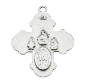 Budded Four-Way Medal Necklace, Sterling Silver