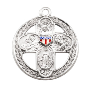 Enameled Military Four-Way Pendant Necklace, Sterling Silver