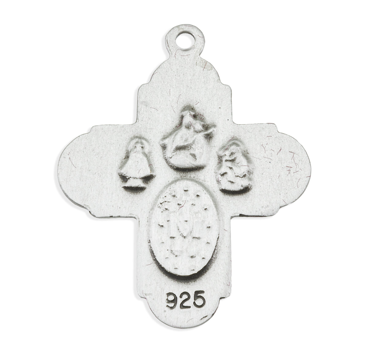 Rounded Four-Way Medal Necklace, Sterling Silver