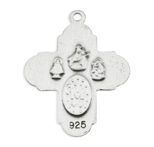 Rounded Four-Way Medal Necklace, Sterling Silver