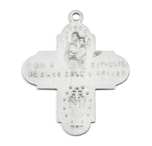 Lightweight Large Four-Way Medal Necklace, Sterling Silver