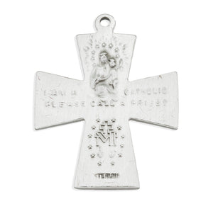 Cross-Shaped Four-Way Medal Necklace, Sterling Silver