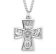 Cross-Shaped Four-Way Medal Necklace, Sterling Silver
