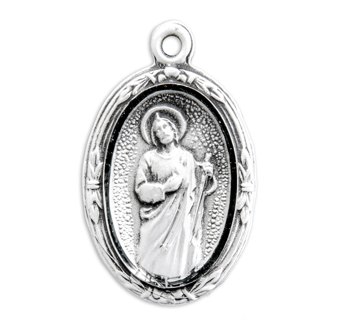 Medium Saint Jude Oval Medal Necklace, Sterling Silver