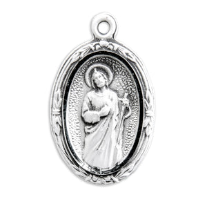 Medium Saint Jude Oval Medal Necklace, Sterling Silver