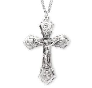 Jesus-Mary-Joseph Crucifix Necklace, Sterling Silver
