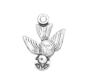 Heavy Small Holy Spirit Medal Necklace, Sterling Silver