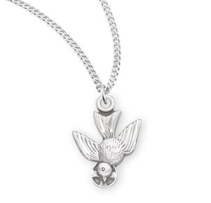 Heavy Small Holy Spirit Medal Necklace, Sterling Silver