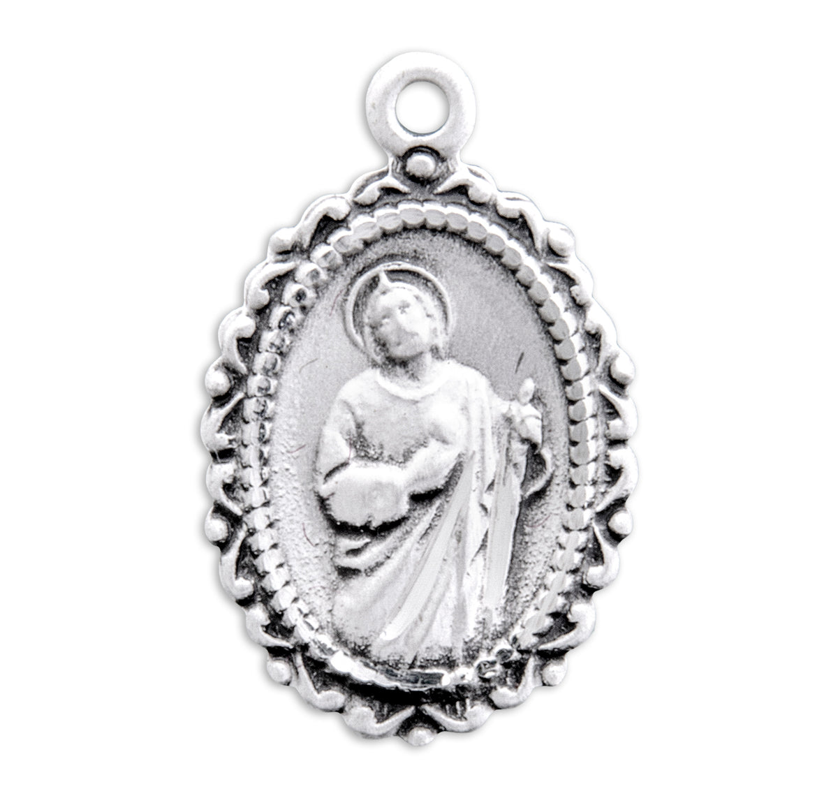 Small Saint Jude Oval Medal Necklace, Sterling Silver