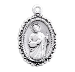 Small Saint Jude Oval Medal Necklace, Sterling Silver