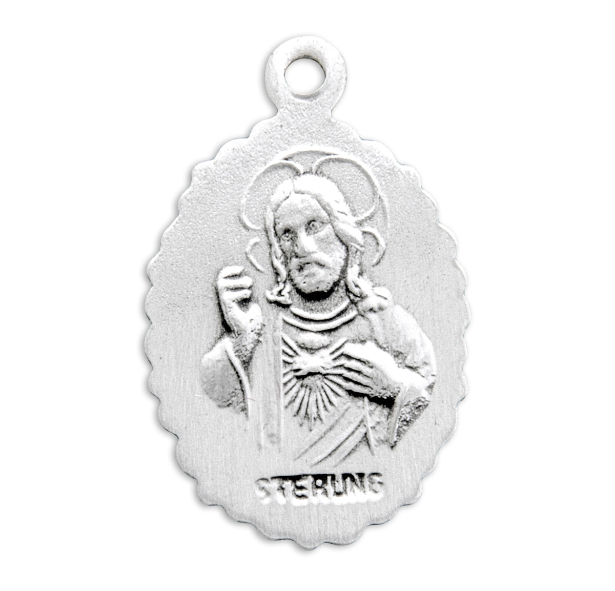 Small Saint Jude Oval Medal Necklace, Sterling Silver
