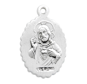 Small Saint Jude Oval Medal Necklace, Sterling Silver