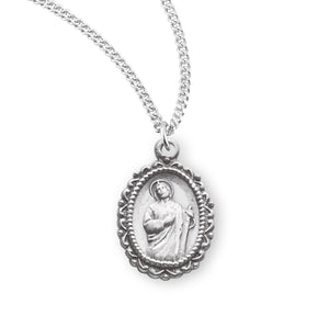 Small Saint Jude Oval Medal Necklace, Sterling Silver