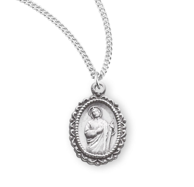 Small Saint Jude Oval Medal Necklace, Sterling Silver