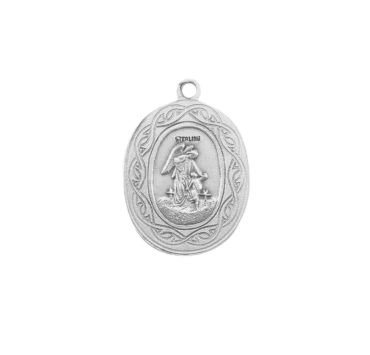 Saint Joseph Crown of Thorns Oval Medal Necklace, Sterling Silver