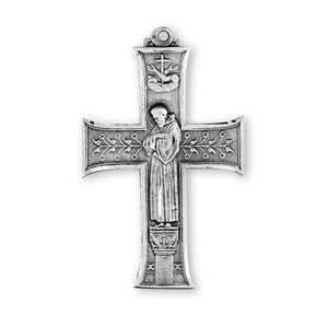 Saint Francis Cross Necklace, Sterling Silver