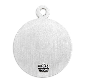 Medium Guardian Angel Round Medal Necklace, Sterling Silver