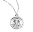 Medium Guardian Angel Round Medal Necklace, Sterling Silver