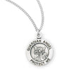 Small Guardian Angel Round Medal Necklace, Sterling Silver