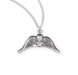 Winged Angel Medal Necklace, Sterling Silver