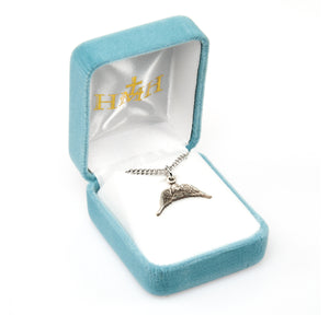 Winged Angel Medal Necklace, Sterling Silver