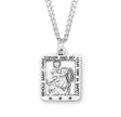 Large Saint Christopher Square Medal Necklace, Sterling Silver