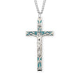 High Polish Blue Enameled Crucifix Necklace, Sterling Silver