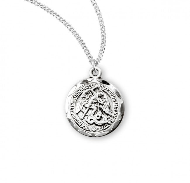 Scalloped Edge Round Saint Michael Medal for Women