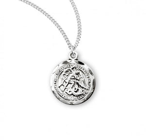 Scalloped Edge Round Saint Michael Medal for Women