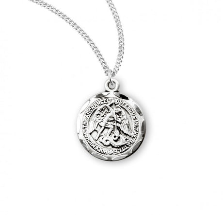 Scalloped Edge Round Saint Michael Medal for Women