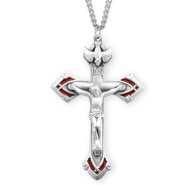 Holy Spirit Crucifix Necklace, Sterling Silver