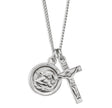 Cherub Medal and Small Crucifix Necklace, Sterling Silver