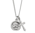 Cherub Medal and Small Cross Necklace, Sterling Silver