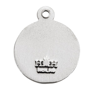 Lightweight Small Guardian Angel Round Medal Necklace, Sterling Silver