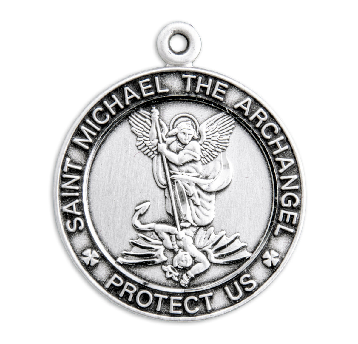 Small Saint Michael Medal Necklace, Sterling Silver