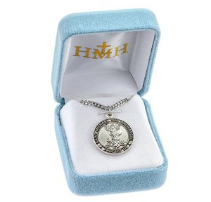 Small Saint Michael Medal Necklace, Sterling Silver