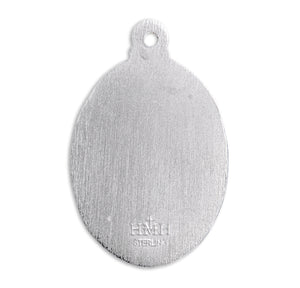 Bordered Saint Michael Pendant Necklace, Sterling Silver