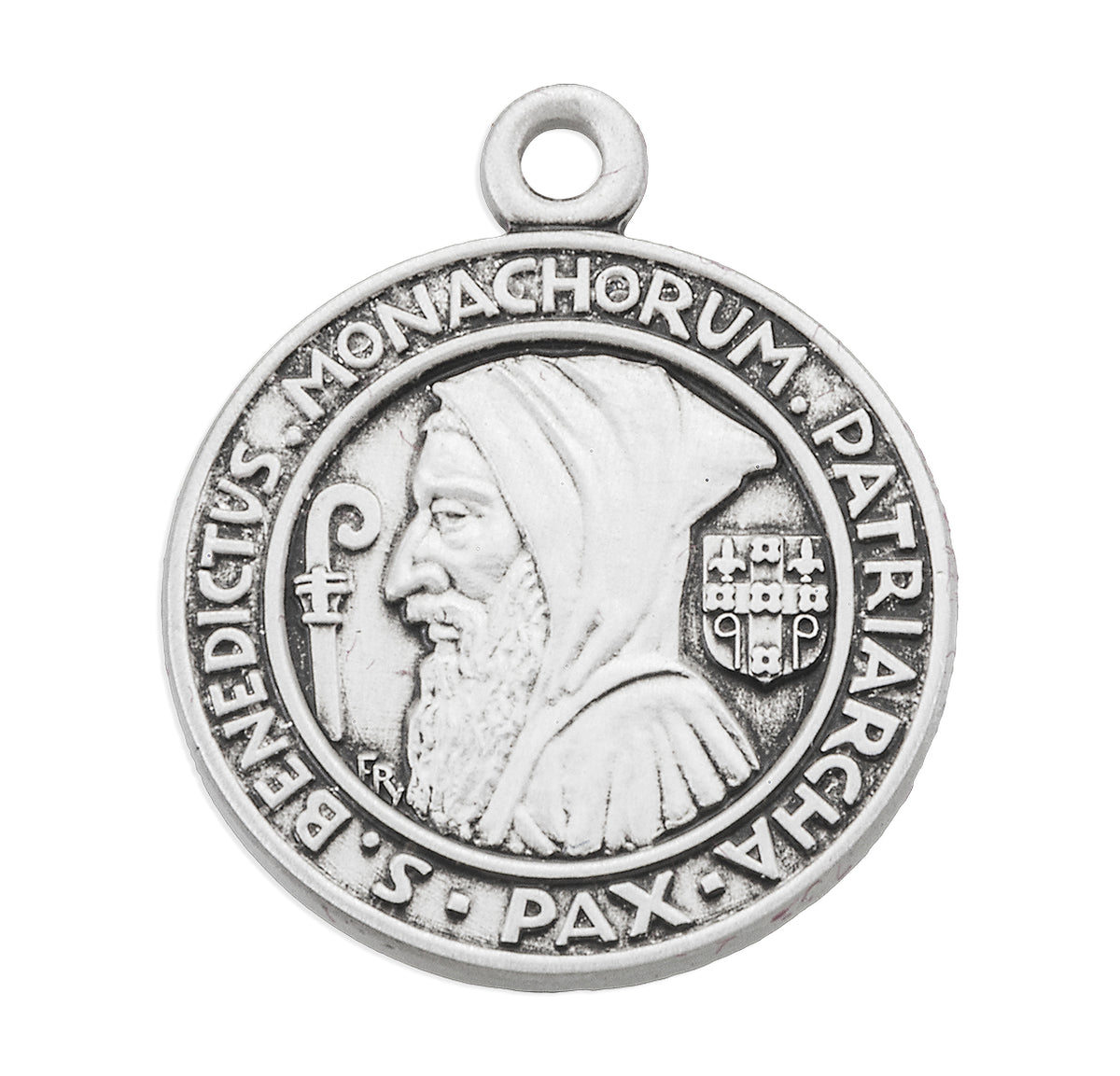 Medium Double-Sided Saint Benedict Round Jubilee Medal Necklace, Sterling Silver