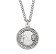 Medium Double-Sided Saint Benedict Round Jubilee Medal Necklace, Sterling Silver