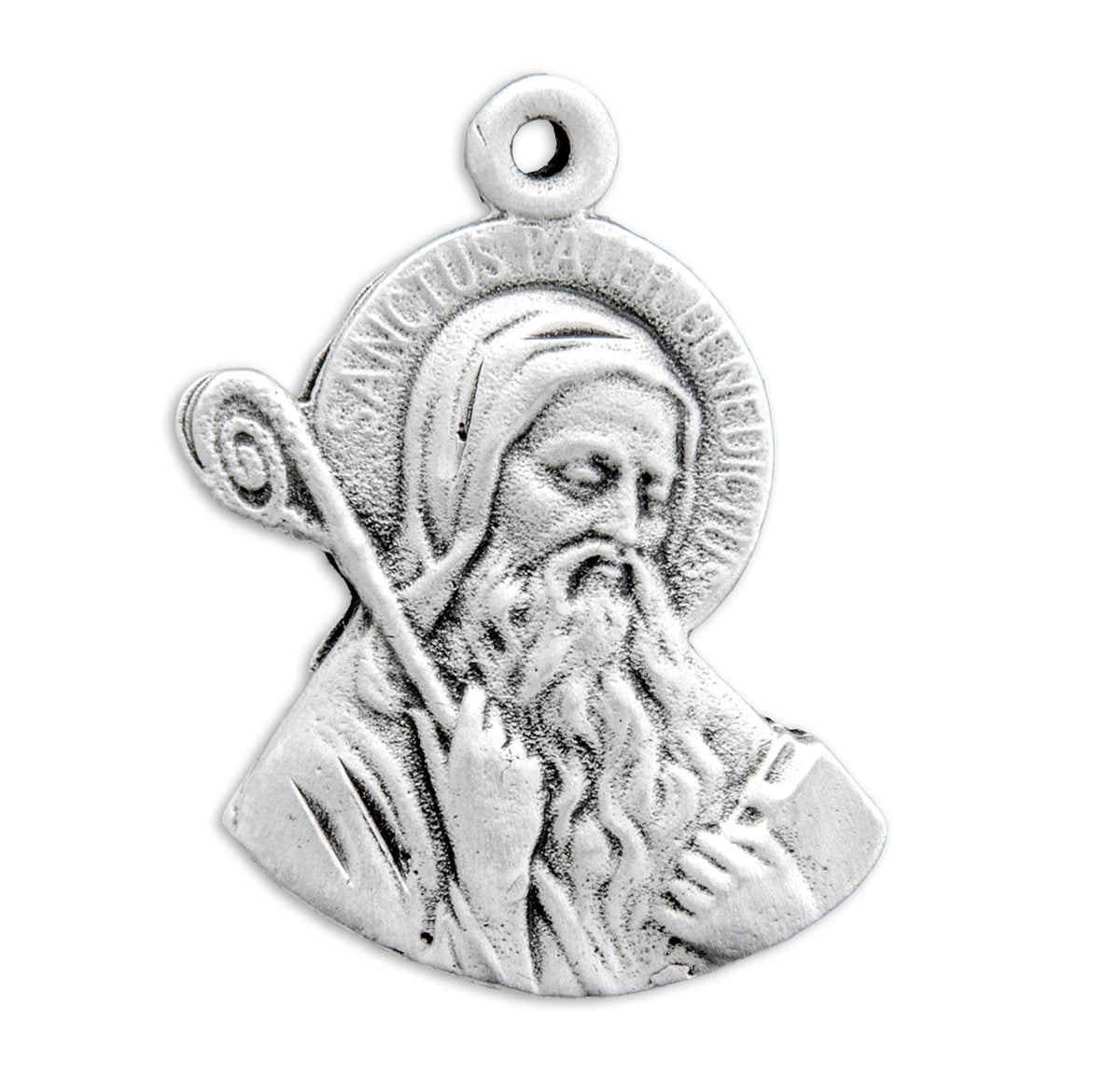 Round Saint Benedict Medal Necklace, Sterling Silver