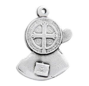 Round Saint Benedict Medal Necklace, Sterling Silver