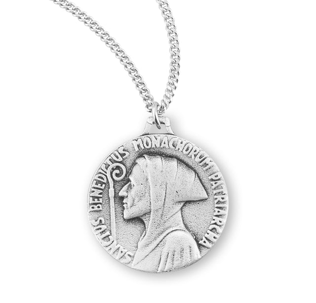 Double-Sided Saint Benedict Medal Necklace, Sterling Silver