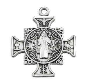 Maltese Benedictine Medal Necklace, Sterling Silver