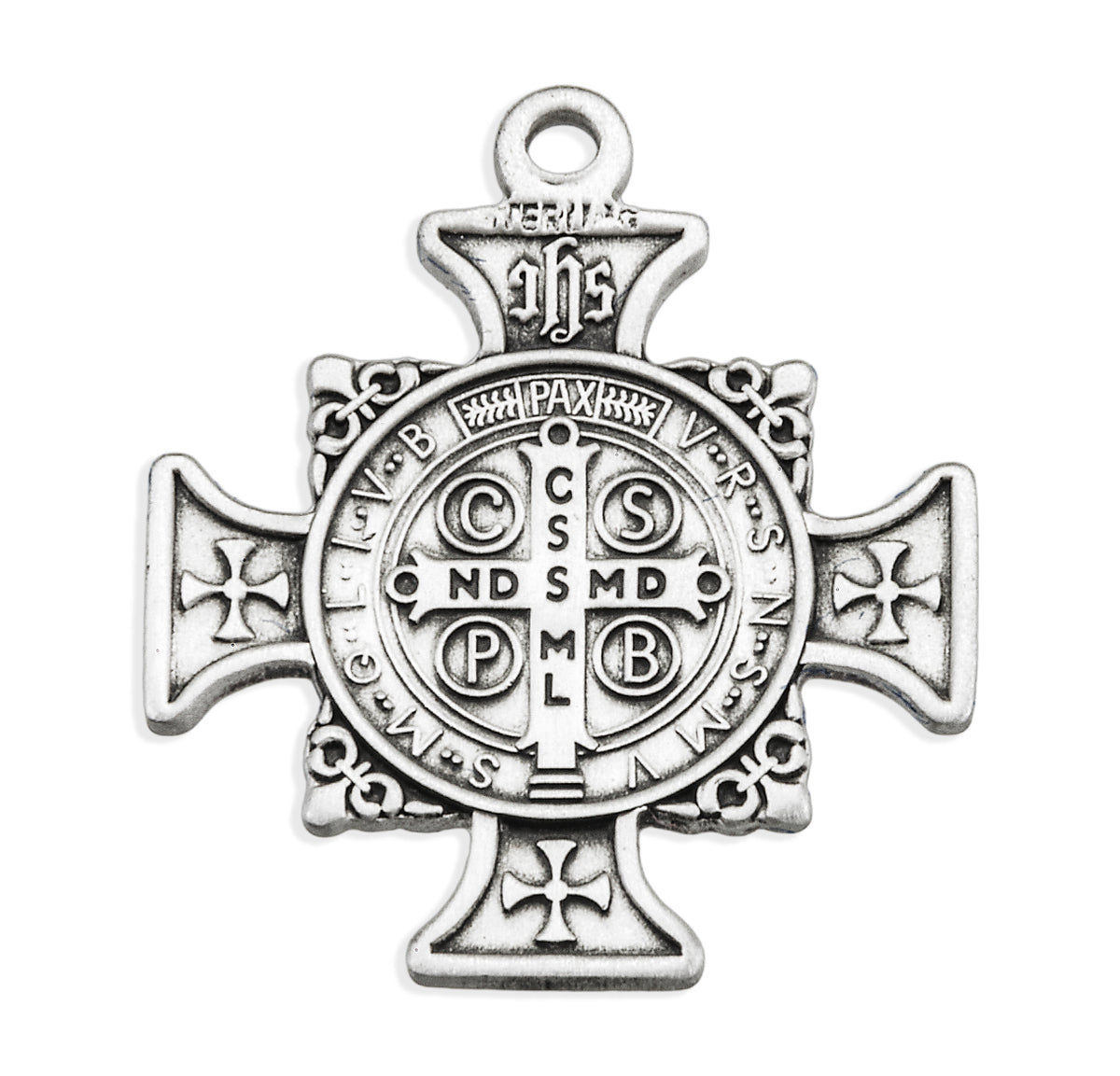 Maltese Benedictine Medal Necklace, Sterling Silver