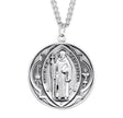 Heavy Extra Large Double-Sided Saint Benedict Round Jubilee Medal Necklace, Sterling Silver